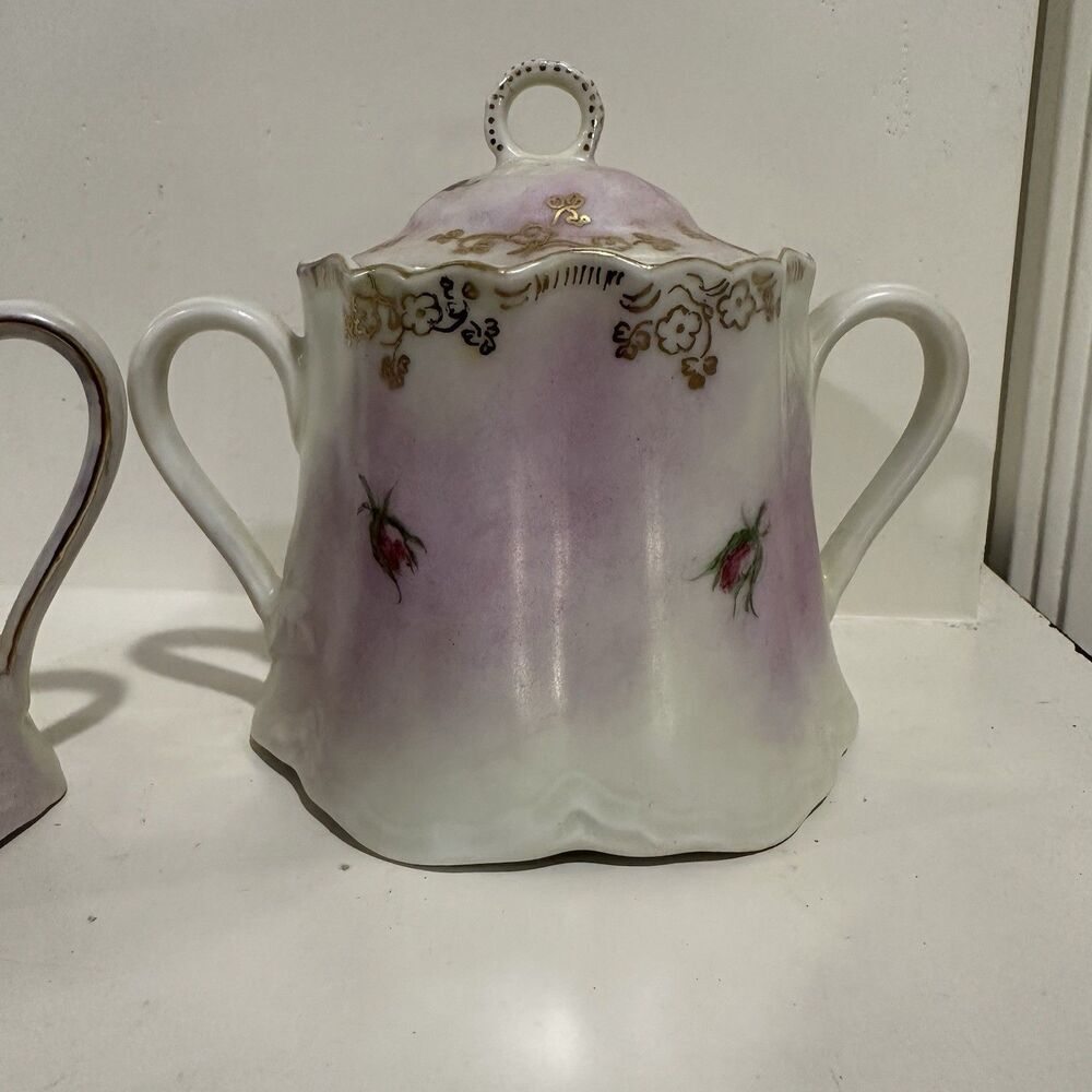Hutschenreuther Germany Hand Painted Sugar & Creamer Set – Signed 1992 Floral - Picture 8 of 15